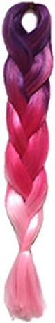 Yewig 100g Synthetic Ombre Kanekalon Braid Twist Braiding Hair Extensions Purple-Peach-Pink