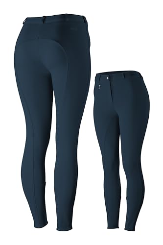 HORZE Active Equitación Mujer vollbesatzhose Silicona Grip, Peacoat Dark Blue(PDB)