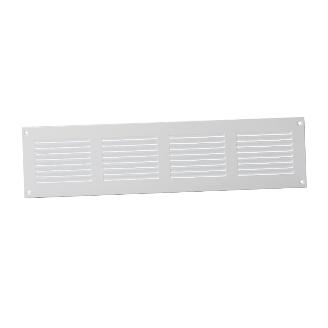 400x100mm / 16x4" inch White Metal Air Vent Grille Cover with Insect Mesh - Ventilation Cover