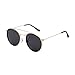 JIM HALO Small Polarized Round Sunglasses for Women Vintage Double Bridge Frame (Gold Frame/Polarized Grey Lens)