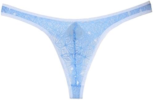 Men's Jacquard Lace Thong Bordered Rhombic Pattern G-String Underwear