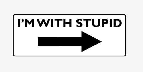 "I'm with stupid" funny sticker vinyl decal 8.5" x 3"