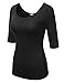 JJ Perfection Women's Basic 3/4 Sleeve Scoop Neck T-Shirt
