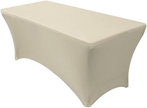 6 ft Ivory Stretch Tight Fit Spandex Rectangular Folding Tablecover for 30Wx72Lx30H Folding Patio Tables, Banquet,Party