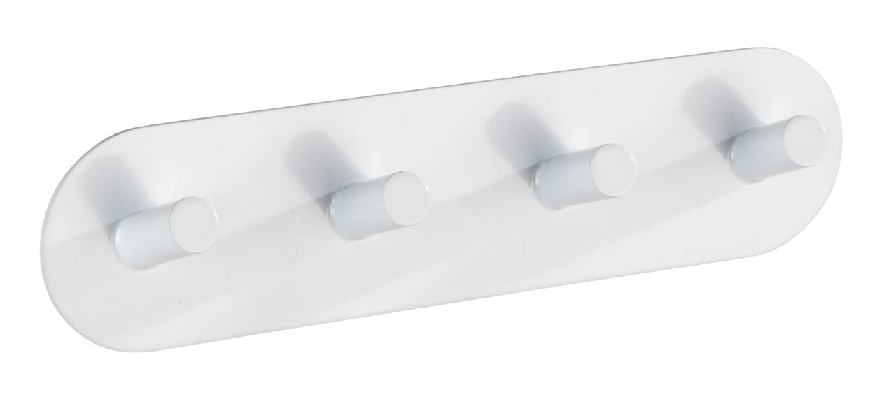 WENKO 22933100 Set of 4 Piceno Hooks, Matte White, Stainless Steel, 19.8 x 5 x 2 cm