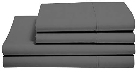 Queen Sheet Set - 4 Piece Set - 400 Thread Count Long Staple Cotton Bed Sheets - Easy Fit - Deep Pockets - Ultra Soft - Cooling & Breathable - Queen Bedding Sheets - Queen Size Sheets - Dark Grey
