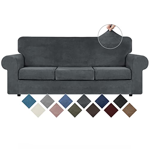 WEERRW 4 Pieces Velvet High Stretch Couch Covers