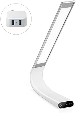 Singpad Wireless LED Desk Lamp Eye caring Table Lamp:Touch-Sensitive Control Panel ,6 Adjustable Brightness Levels,3 Light Modes, USB Rechargeable, 2 Port Adapter with Charging Cable (Silver)