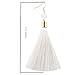 NLCAC Long Tassel Drop Earrings Dangle with Ball Hook Fringe Earring White for Women's Fashion Jewelry