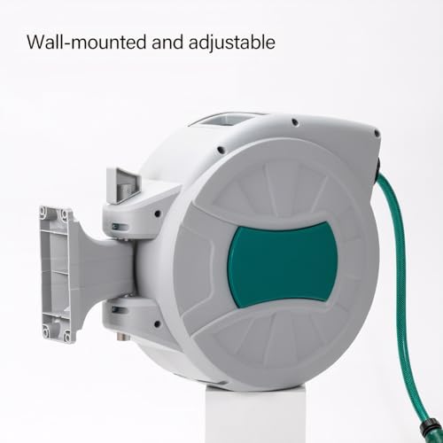 Retractable Garden Hose Reel 65ft 1/2'' Auto Rewind Hose Reels for Outside,Wall-Mounted Outdoor Hose, 180° Rotation (20m+2m)