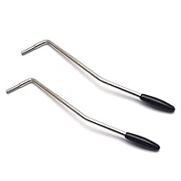 FarBoat Instrument Accessories 5mm&6mm Silver Tremolo Arm Crank Handle with Black Tip Cap for Electric Guitar, 2Pcs