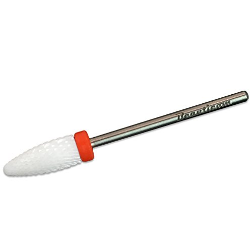 Beauticom Professional USA Ceramic White Flame Cone Shaped Bit Nail Drill (Grit: FINE) 3/32" Shank Size