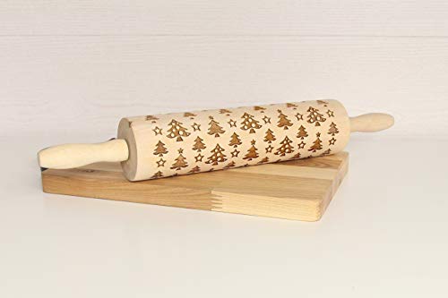 Rolling pin, Embossed rolling pin, Engraved rolling pin, Baking rolling pin, New Year gift, Cookie stamp, Baking gift mom, Wood gift mom - Thumbnail 6