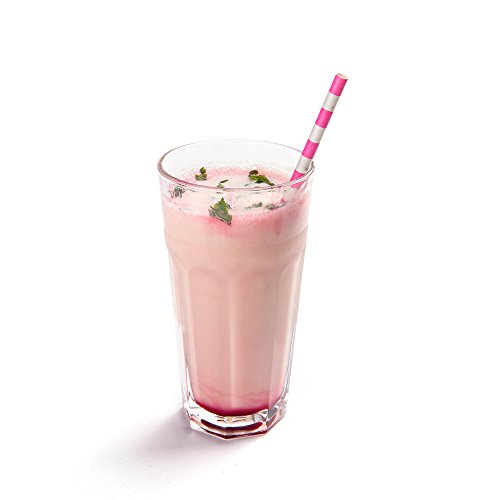 Biodegradable Paper Straws - Pink Rings - For Holidays, Birthdays, Weddings, Showers or Everyday - 7.8