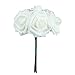 Vlovelife Artificial Flowers with Stem, 25pcs White Real Looking Roses, Fake Rose Flowers with Stem for DIY Wedding Bouquets Centerpieces Arrangements Birthday Baby Shower Home Party Decor