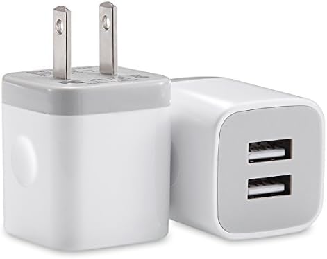 USB Charger Brick, LEEKOTECH 2-Pack 2.1A/5V Dual USB Wall Charger Plug Charging Brick for iPhone 7/7 Plus 6/6S Plus 5S, iPad and Samsung Phones