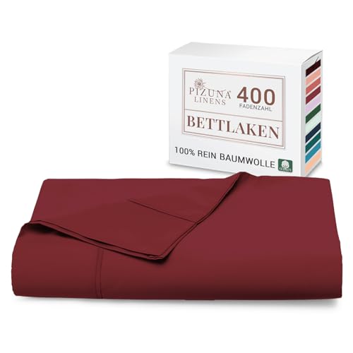 Pizuna Bettlaken 230x280 cm Baumwolle Rio-Rot 400 Fadenzahl