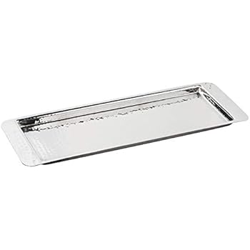 Elegance Stainless Steel Hammered Rectangular Tray, Small, 13.75 by 4.5-Inch, Silver