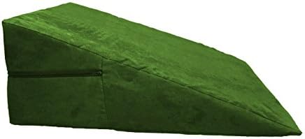 Foam bed wedge positioning pillow insert into a soft microfiber zippered case, by Lilymelotextile (12" H x 24" L x 24") Basil Green