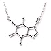 Pewter Caffeine Molecule Cast Necklace Gift Packaged in a Glass Topped Box with informational Card