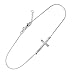 Dainty Sterling Silver Cute Sideways Cross Bracelet (7.50 to 8.00 inches)