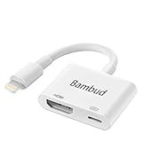 Bambud Phone to HDMI Adapter Cable, Digital AV Adapter 1080p HD TV Connector Cord Compatible Phone Xs Max XR 8 7 6Plus, Pad, Pod to TV Projector Monitor
