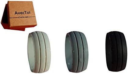 AvecToi Unisex Silicone Wedding Ring Band - 3 Rings Pack - 8.5mm Wide (2mm Thick) - Black, Dark Grey, Light Grey (12)