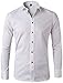 Men's Bamboo Fiber Dress Shirts Slim Fit Solid Long Sleeve Casual Button Down Shirts, Elastic Formal Shirts for Men,White Shirts, 15.5