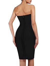 UONBOX vestido elegante sin tirantes con plumas para mujer