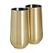 VonShef Gold Highball Cocktail Glasses Brushed Gold Stainless Steel Set of 2 Gold 16oz Tumblers with Gift Box