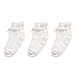 EPEIUS Baby-Girls Non Slip Ruffle Frilly Ankle Socks Pointelle (Pack of 3) White S 0-12 Months