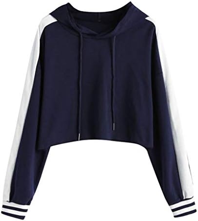 NOMENI Women's Sweatshirt Pullover Short Long Sleeve Print Solid Color O-Neck Hoodie Pullover Casual Top Hoodie