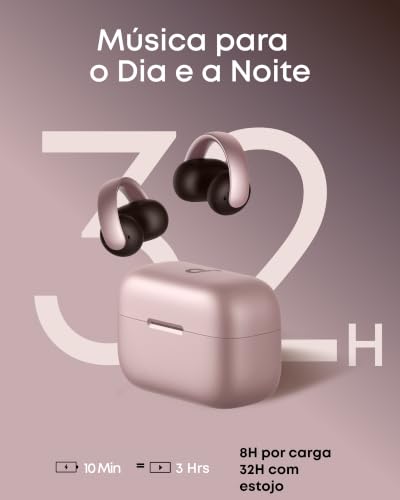 soundcore AeroClip da Anker, Fones de Ouvido Bluetooth Abertos, Clip-On, Conforto Adaptativo, Chamadas Claras com 4 Microfones e IA, Ajuste Estável, Drivers de 12mm para Graves Potentes, Rosa