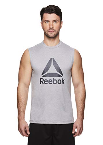 Reebok Men's Muscle Tank Top - Sleeveless Workout & Training Activewear Gym Shirt - Dominator Sleet Heather, Medium
