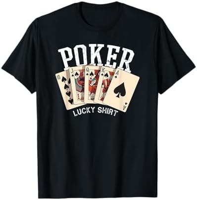 T-shirt Poker Texas Hold'em – Joueur De Poker Chanceux – Cadeau Casino Et Compétition – Manches Double Couture