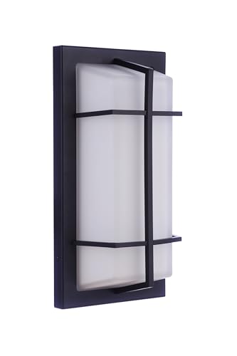 Craftmade Bulkhead Rectangular 7.13 in. 2-Light Textured Black Finish Outdoor W…