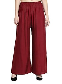 HK Enterprise Women's Pure and Taffeta Silk Materials Palazzo (Maroon, Free Size, 26 to 42 inch Waist size)