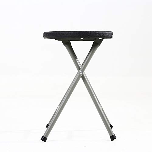 KKTONER Portable Metal and Plastic Folding Stool Light Weight Outside Chair Set of 2 Black - Thumbnail 5