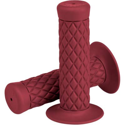 Biltwell Thruster Rubber Motorcycle Grips -"Oxblood" Red - For use with 1" Handlebars (6702-0301)