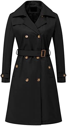 Amazon.com: Womens Trench Coat Dress,Double Breasted Classic Lapel Button V  Neck Pea Coats for Women,Coat Dress for Women (Black,S) : Clothing, Shoes &  Jewelry