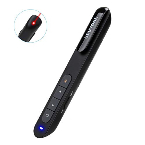 UBUYONE Wireless Presenter 2.4GHz with Hyperlink Volume Control Presenter Powerpoint Remote Control Clicker for PPT Presentation Pointer Pen with Clip (Black)