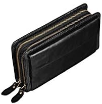 Men's Wallet Clutch Bag Double Zipper Leather Business Clips The First Layer Of Leather Clip