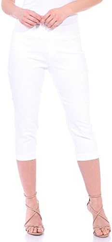 One5One Women's Shaping Stretch Pull On Dress Capri Pants Miracle Ab Shaper White XL (16-18)