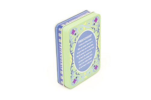 Decorative Forever Gift Metal Tin Box with Stones of Sentiment and Unique theme Poem choice of Friendship, Happiness, Strength, Love, Dream, Hope, Courage (Friendship)