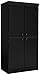 South Shore Tall 4-Door Storage Cabinet with Adjustable Shelves, Pure Black
