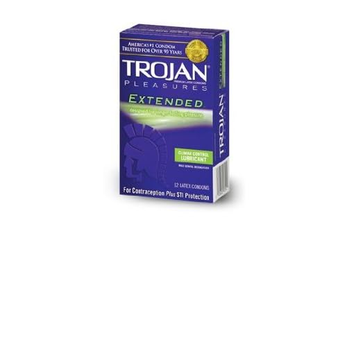 Trojan Pleasures Extended Pleasure Lubricated Latex Condoms-12 ct (Quantity of 3) image