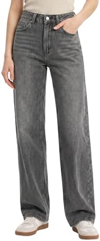 Pantalones Vaqueros Tipo Chándal Para Mujer – Boyfriend Look Vintage, Cintura Elástica Con Cordón, 75% Algodón, Azul Medio (Talla Única 36-42)