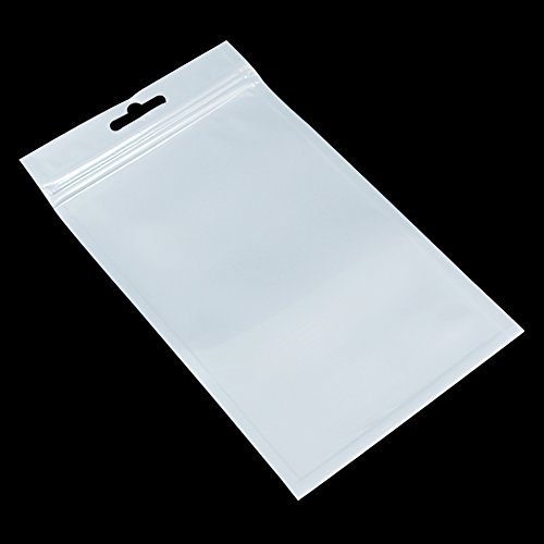 BAT Pack 100 PCS (Inner Size 3.5x5.9 inches) Front Clear White Zipper Resealable 2.7mil Plastic Bags with Hanging Hole Phone Case Zip Lock Package Self Seal Pouches Electronic Product Shell Packaging