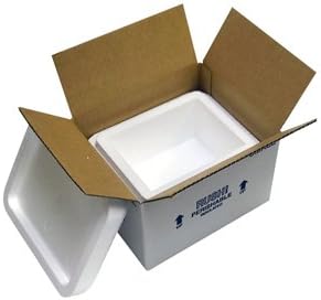 Small Foam Insulated Carton with Foam Shipper, 4 Quarts, 8” x 6” x 4.25”, 1.5" Wall Thickness - (Case of 2)