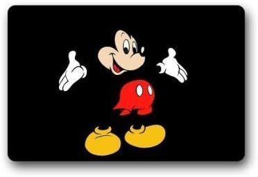 Custom Disney Cartoon Mickey Mouse Machine Washable Top Fabric & Non-slip Rubber Backing Indoor Outdoor Home Office Bathroom Welcome Doormat 23.6